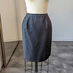 Lauren Ralph Lauren Striped Wool Pencil Skirt Gray 6P Business Work office fall